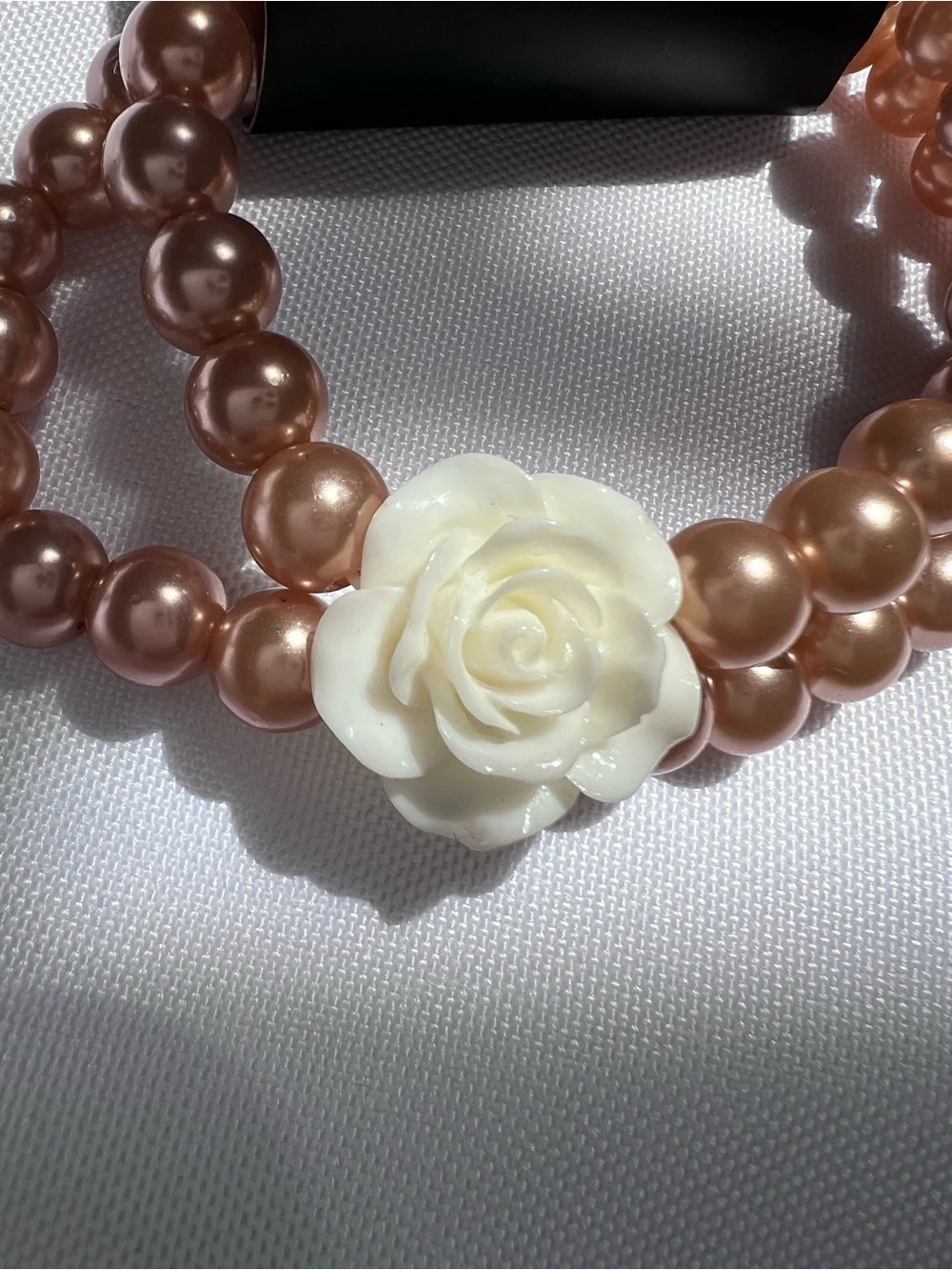 paparazzi Bronze Pearl Double-Strand Bracelet with Cream Rose